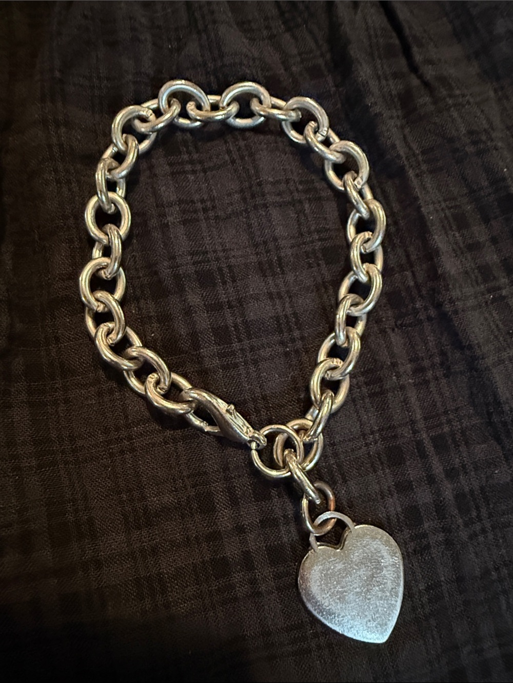 Silver Heart Tag Charm Bracelet - Women's Jewelry